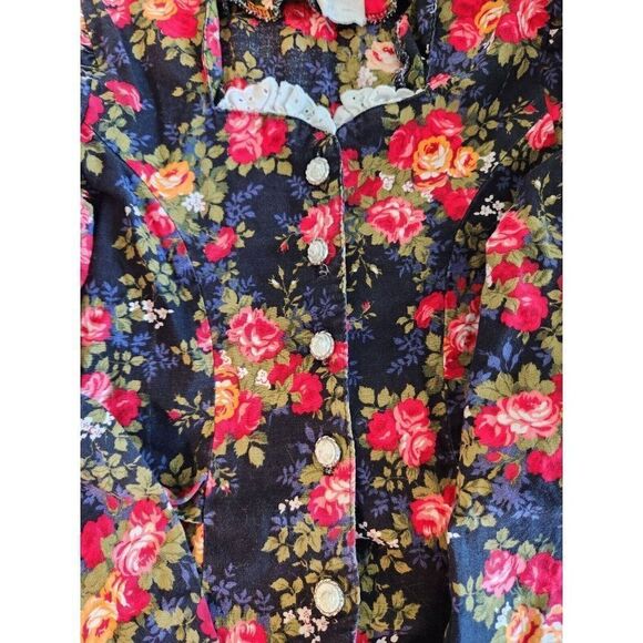 My Michelle Vintage Girl's Floral Country Dress Size 10 Modest Red Black - Picture 2 of 7